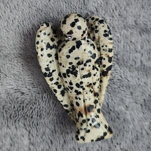 Spotted Dalmation Jasper Stone Angel Decor